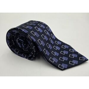 Bresciani Italia Silk Geometric Square Pattern Necktie Mens Hand Made